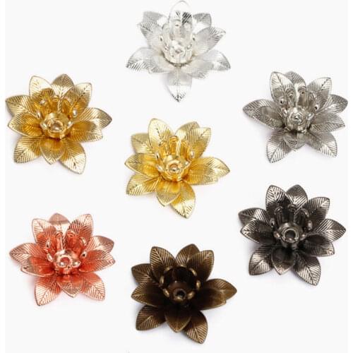10pcs 6x15mm Flower Bead Caps Copper Filigree Flowers Base Cap Charms Setting Accessories for Jewelry Making Components DIY