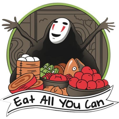 Eat all you can No face badge funny Spirited Away pin foodie anime fans decor