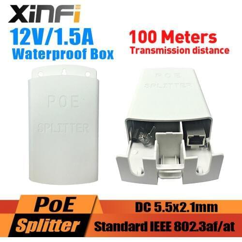 XINFI 48V To 12V 1.5A PoE Splitter Active Isolated PoE With Waterproof Box