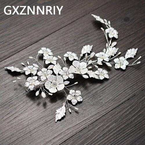 Bridal Wedding Hair Accessories Crystal Flower Hair Clips for Women Party Jewelry Silver Color Bride Headpiece Bridesmaid Gift