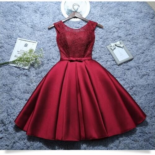 Dress for wedding party 2020 cocktail dresses Satin Formal sukienki vestidos elegantes vestidos cortos wind red