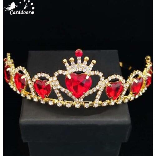 Carddoor European and American New Crown Bridal Headdress Ladies And Girls Orange Peach Heart Crown Headband Accessories