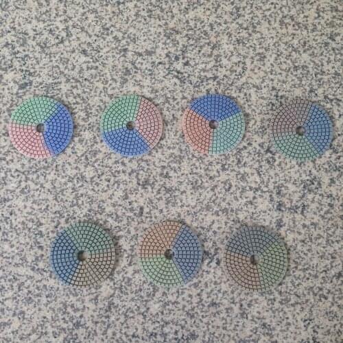 Three Colors Grid Shape Diamond Polishing Pad Wet 4 inch Granite Polishing Tool Angle Grinder Polish Pads Stone Polishing Discs