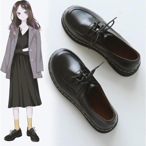 Jk uniform shoes black jk small leather shoes female english college style japanese retro with skirt autumn wild shoes students