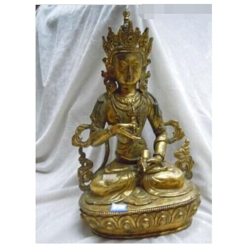 Xd 003034 China copper bronze gild carved Amitayus buddha Sculpture statue
