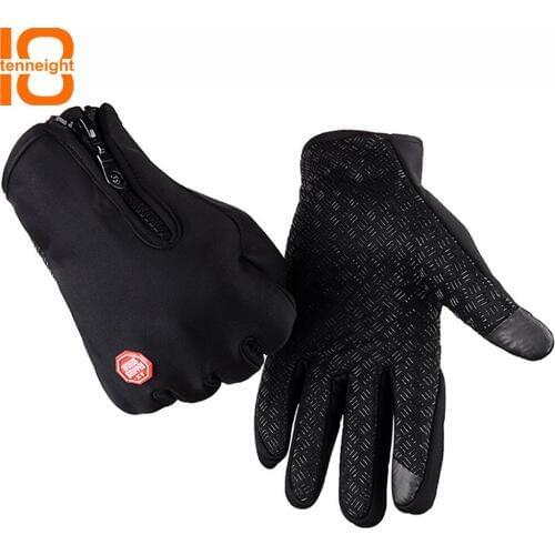 TENNEIGHT Men Women Winter Cycling Gloves Full Finger Fleece Warm Outdoor Sports Skiing gloves Touch Screen hiking Bicycle Glove