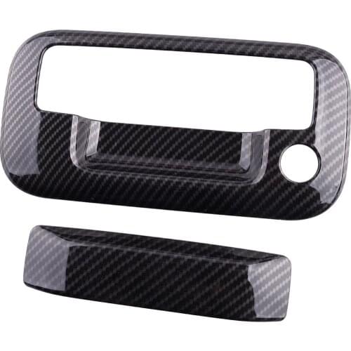 1 Set New Car Carbon Fiber Style Rear Tailgate Door Handle Bowl Frame Trim Cover Fit For Ford F150 2009 2010 2011 2012 2013 2014