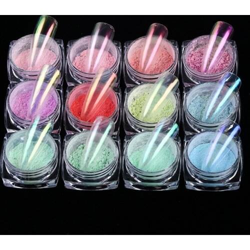 1box of magic mirror powder nail glitter Net celebrity high quality transparent color magic mirror powder-aurora powder nail art