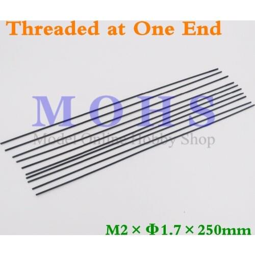 10pcs/20pcs threaded at one end D1.7mm M2 push rod steel wire push pull rod pushrod rc aircraft pull push connecting rod