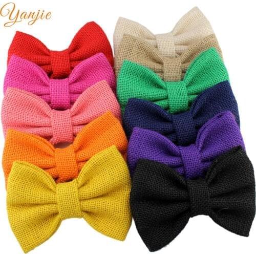 11pcs/lot 5'' Linen Hair Bows Girls Big Knot Bow Hair Clips For Kids 2021 DIY Hair Bow Headband Headwear Hair Accessories