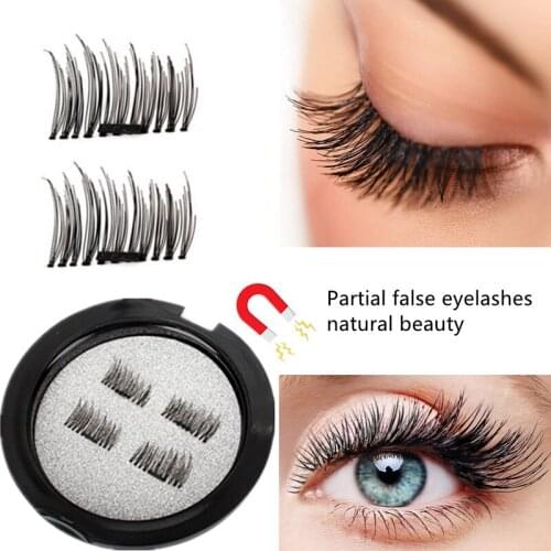 2 pairs of 4 natural magnetic eyelashes, reusable eyelashes, false eyelashes, quantum eyelash curler, easy to wear and transport