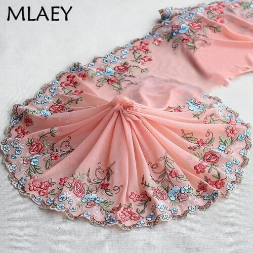 MLAEY 2Yards Embroidered Flower Elastic stretch Lace Trim High Quality Lace Fabric DIY Craft&Sewing Dress Clothing Accessories