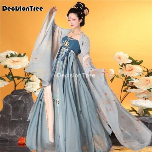 2021 chinese traditional clothing hanfu festival streetwear dress floral printed elegant folk dance costume performance costume