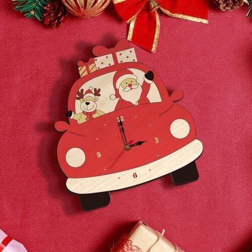 3D DIY Christmas Wall Clock Cartoon Car For Kids Children Room Bedroom Pendulum Silent Movement Wall Clock Friend Gift