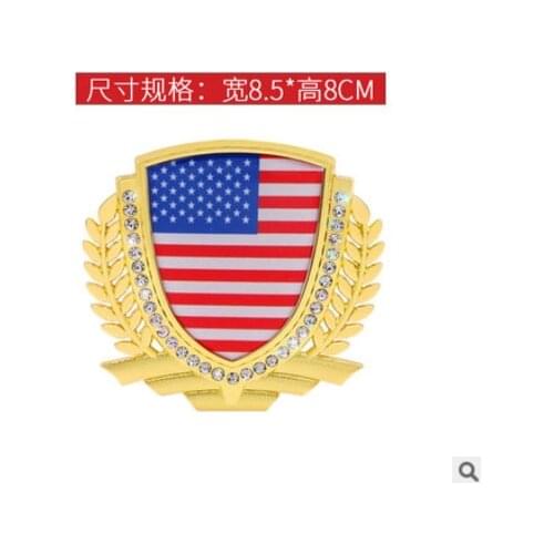 3D Auto Metal Golden America Flag Grain Car Emblem Badges Decal Sticker Automobile Accessories