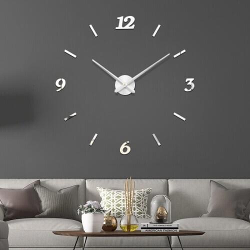 3d real big wall clock rushed mirror wall sticker diy living room home decor fashion watches arrival Quartz wall clocks