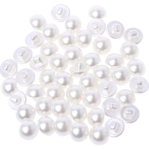 50Pcs Beautiful Shiny Design Faux Pearl Buttons Fit Sewing Scrapbook Backhole Sewing Crafts 10/11.5mm