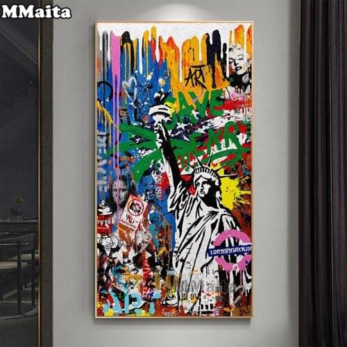 Diamond Painting Abstract statue of liberty graffiti art Cross Stitch Diamond Mosaic Embroidery crystal Beaded Handicraft GG5714