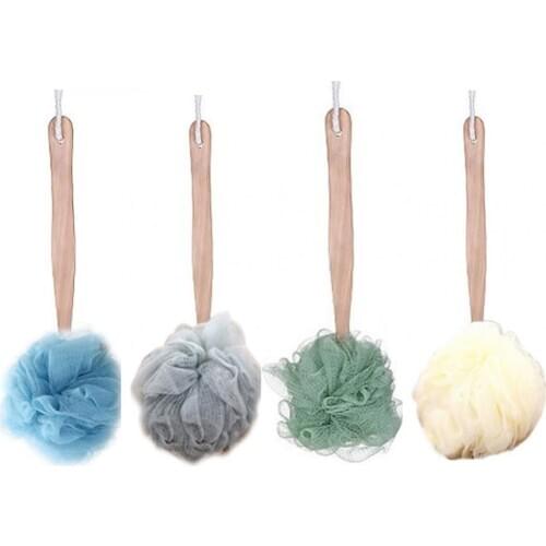 Shower Loofah On A Stick Body Long Handled Mesh Bath Sponge Brush Back Scrubber For Easy Reach Body Wash & Lotion Applicator