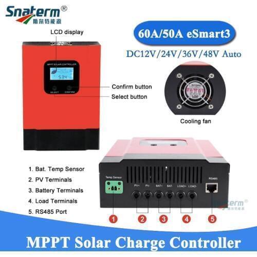 ESmart3 60A New WIFI MPPT Solar Charge Controller DC 12V 24V 36V 48V Auto Can With LCD RS485 Mobile APP 20A 30A 40A 50A