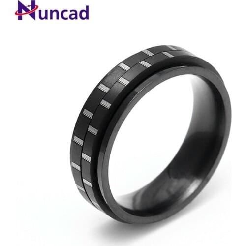 European and American New Hot Sell Fashion Simple Mens Titanium Steel 6mm Rotating Alloy Ring Creativity Jewelry