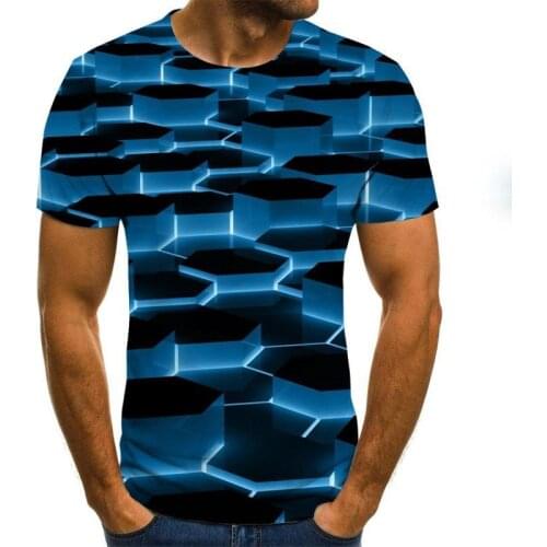 3D T-shirt mens irregular pattern printed short sleeve summer casual round neck T-shirt fun shape pattern street clothing