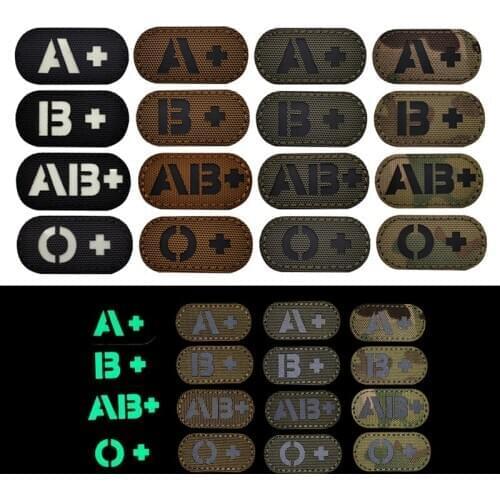 IR Reflective A+ B+ AB+ O+ Mini Blood Type Patch Nylon First Aid Kit Tactics Chapter Velcro Badges For Clothing Jackets Applique