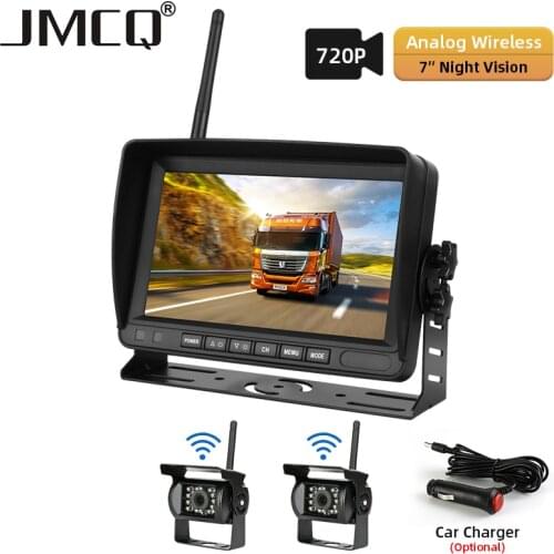 JMCQ Wireless 7 Inch Car Monitor Night Vision Car Rear View Camera HD Monitor for Vans Trucks Camping Cars RVs