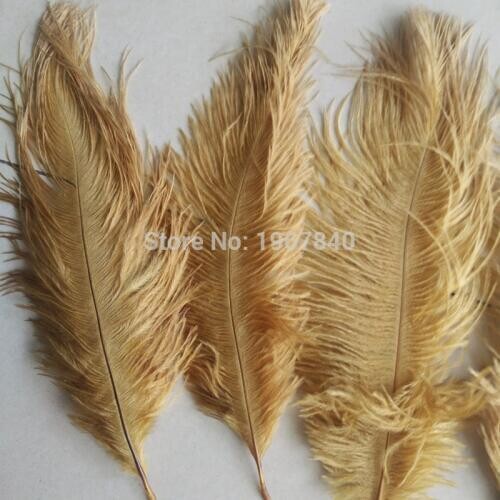 Hot! 10 Pcs Natural 15-20cm / 6-8 inch Golden Color Ostrich Feathers ostrich plumes for party wedding decorative
