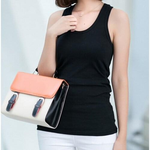 Fashion Womens Solid Color Short Cotton T-shirt Sleeveless Camisole Tops Sexy Low-cut Basic T-shirts Tank Tops