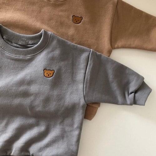 MILANCEL 2021 Autumn Baby Clothes Bear Embroidery Hoodies Toddler Boys Sweatshirts Girls Casual Tops