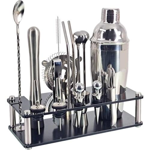 Bartender Kit 17-Piece Cocktail Shaker Set Acrylic Stand for Mixed Drinks Martini Bar Tools Set Stainless Steel Perfect Gift