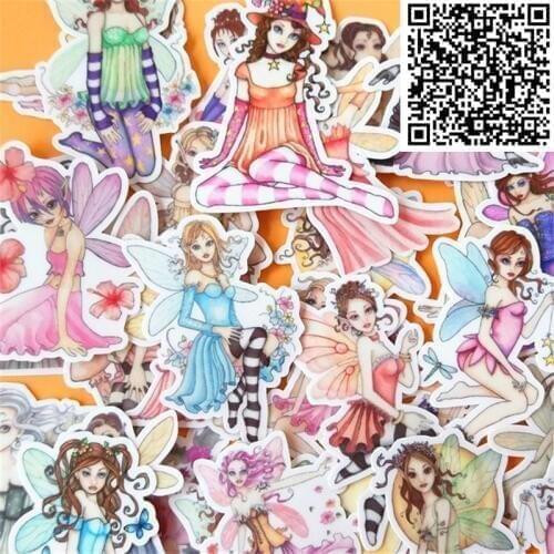 32 pcs Mixed Beautiful wings little fairie Sticker for DIY Luggage Laptop Skateboard Fridge Bicycle Phone toy Children Stickers