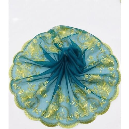 Delicate Floral Embroidery Tulle Lace Trim For Doll Dress, Curtains, Wedding Veils 2 Yard