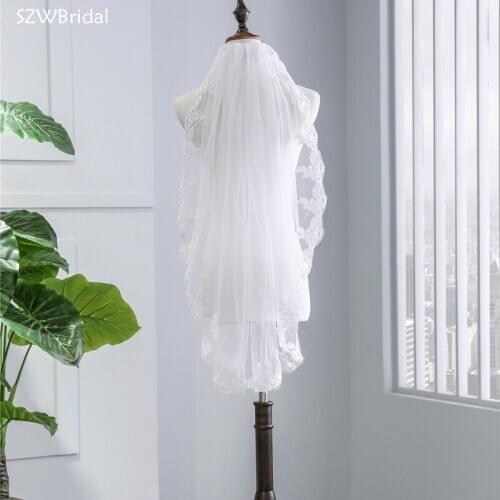 New Arrival Lace Tulle Wedding Veil Appliques Bridal Veils Bride Mariage Bridal Headwear Wedding Accessories Voile Mariee