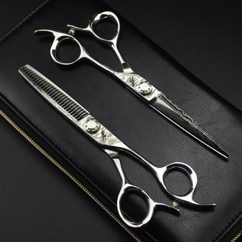 6 inch Damascus steel 440C Professional Salon Hairdressing Scissors cutting thinning Hair Scissors Hairstylist Barber Scissors