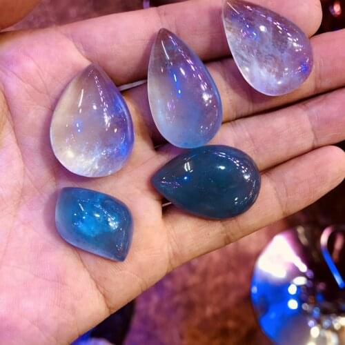 Wholesale mix 4pcs/lot Natural Aquamarines Bead Pendant,Pear Shape Gem Stone Bead Cabochon Ring face For Jewelry,20mm