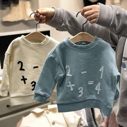 2021 Autumn and Winter Korean Childrens Clothing Boys and Girls Fashion Loose Terry Sweater Long Sleeve