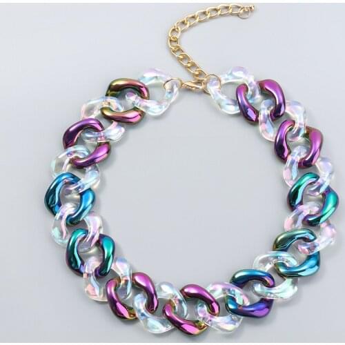 1Pcs Boho Large Thick Chunky Chain Choker Necklaces Colors Women Massive Statement Jewelry Big Acrylic Resin Chain Necklace