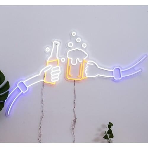 Beer Flex Neon Sign Cheers Wall-Mounted LED Luminous Neon Tube for Home Bar Hotel Decoration