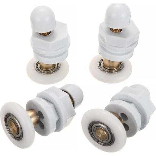4PCs Bath Door Rollers Runners Wheels Pulleys Diameter 25mm White Shower repair replace Easy Glide Rollers And Easy Clean