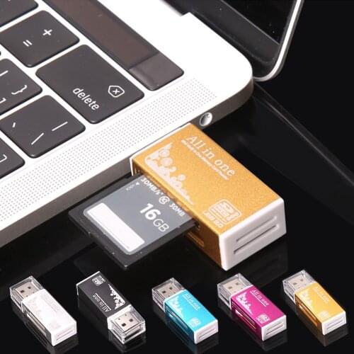 Aluminum Alloy Memory Card Reader Mini 4 In 1 USB 2.0 High Speed Smart Card Reader Adapter For TF T-Flash SD MS SDHC MMC M2