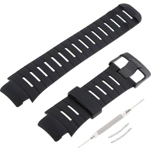 Silicone Replace strap with Stainless Steel Clasp for SUUNTO X-LANDER Black