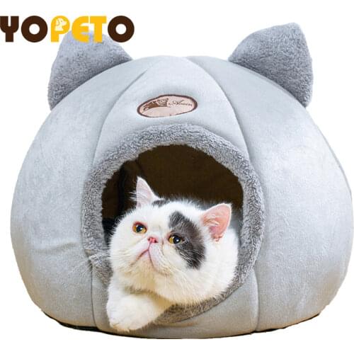 Foldable and Removable Cat Bed Self Warming for Indoor Cat Dog House with Mattress Puppy Cage Lounger Grey ropa para perro Drop