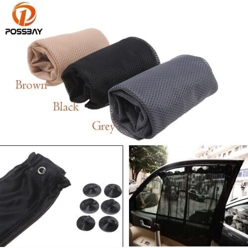 POSSBAY Black Car Sun Shade Side Window Curtain Auto Interior UV Protection Mesh Fabric Universal Car Window Film