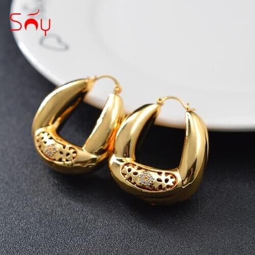 Sunny Jewelry Fashion Jewelry 2020 New Design Hoop Earrings For Women High Quality Zircon Exquisite Classic Cutout Wedding Party