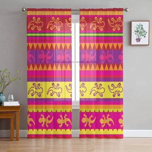 Mexican Lizard Fabric Modern Curtains For Living Room Transparent Tulle Curtains Window Sheer For The Bedroom Accessories Decor