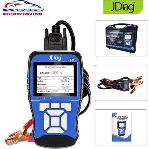 Original JDiag BT280 Universal Battery Tester for Cars Trucks Boats Motorcycle etc JDiag BT-280 Professional Battery Analyzer