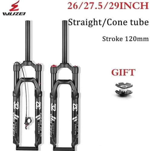 WUZEI MTB Bicycle Suspension Fork 26/27.5/29 inch Air and Oil Fork Shoulder/Wire Control Shock Absorber Rim Bike Accessories