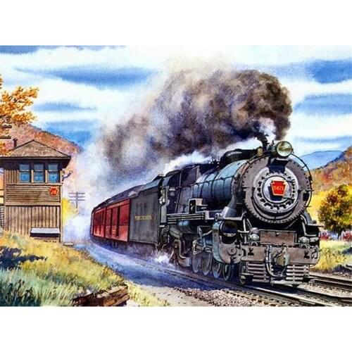 Yumeart Paint With Diamond Painting Beads Steam Train Embroidery Jesus Cross Handmade Diamond Mosaic Cross Stitch Wall Art Craft